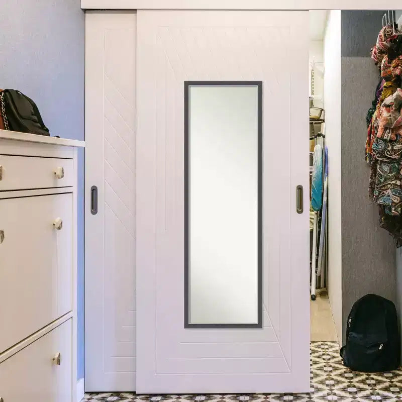 Specchio a figura intera con cornice sottile nera e argento, montabile a parete/porta, 1 persona
