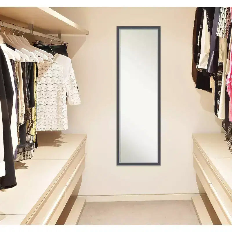 Specchio a figura intera con cornice sottile nera e argento, montabile a parete/porta, 1 persona
