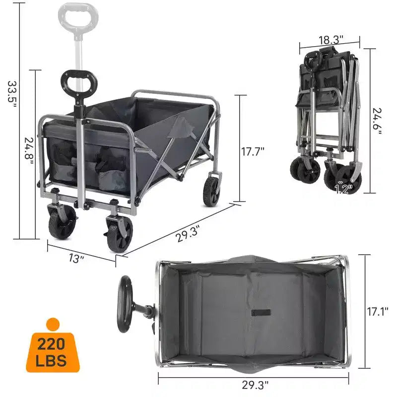 Carrello multiuso pieghevole nero, utente singolo
