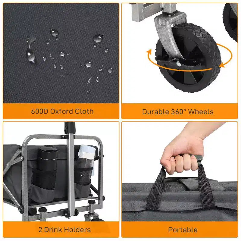 Carrello multiuso pieghevole nero, utente singolo