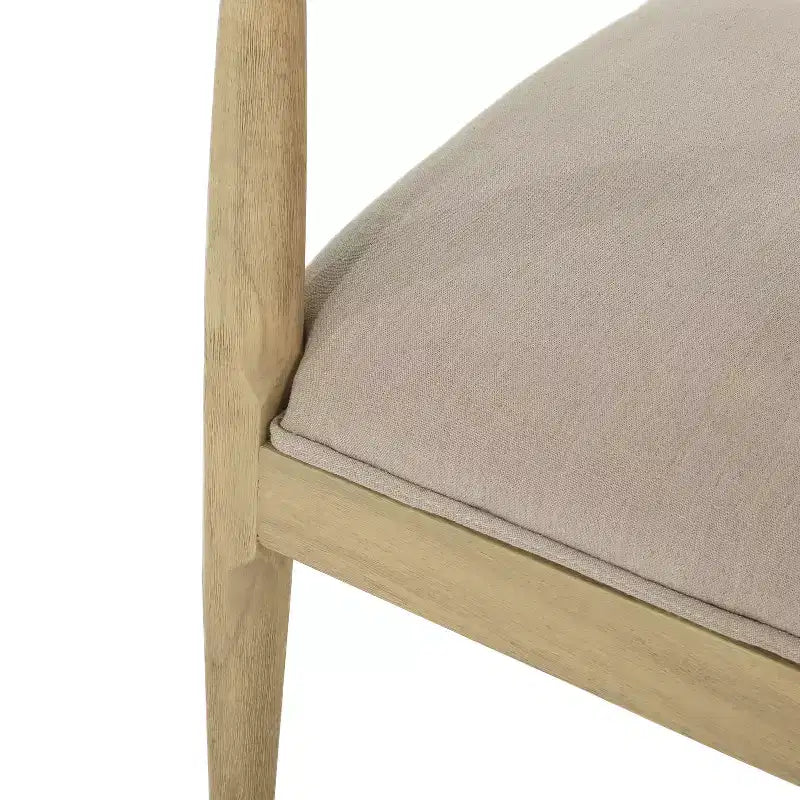 Frassino Naturale / Moderno di Metà Secolo / 6 Posti — Set da Pranzo di 7 Pezzi con Sedie Imbottite