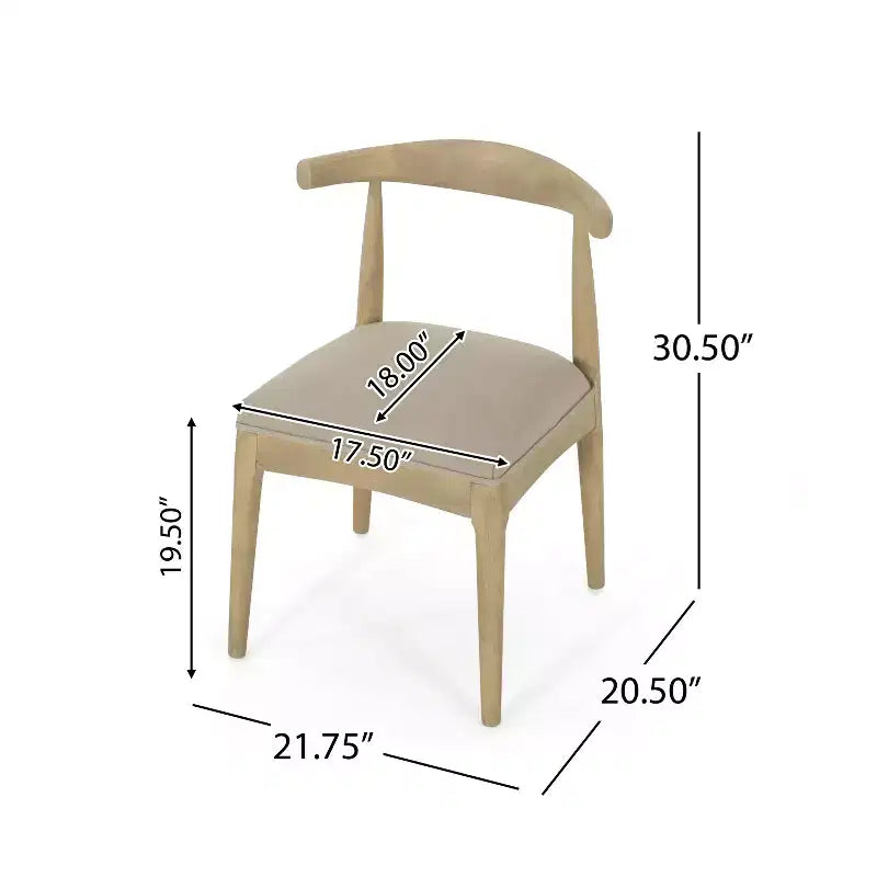 Frassino Naturale / Moderno di Metà Secolo / 6 Posti — Set da Pranzo di 7 Pezzi con Sedie Imbottite