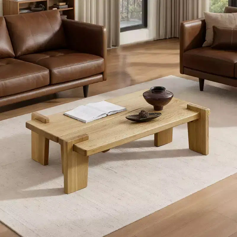 Tavolino componibile in legno massello di frassino Nero / Naturale / Teak, 2 pezzi combinabili