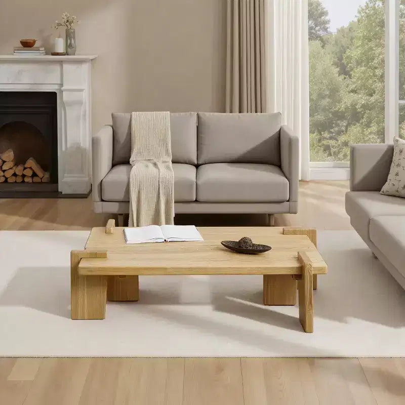 Tavolino componibile in legno massello di frassino Nero / Naturale / Teak, 2 pezzi combinabili