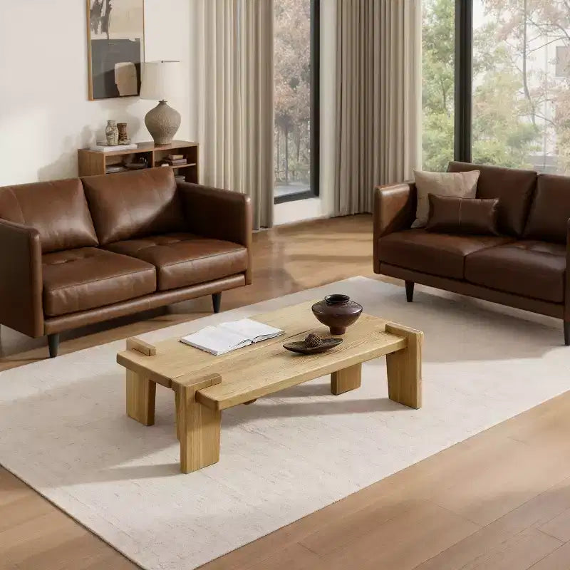 Tavolino componibile in legno massello di frassino Nero / Naturale / Teak, 2 pezzi combinabili