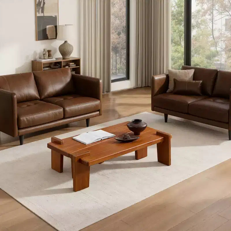 Tavolino componibile in legno massello di frassino Nero / Naturale / Teak, 2 pezzi combinabili