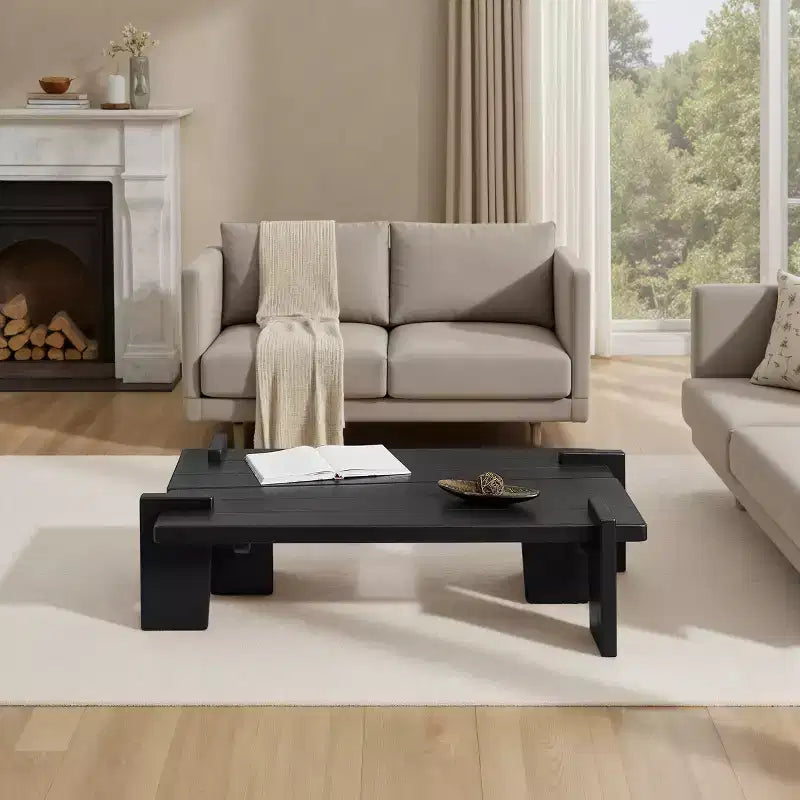 Tavolino componibile in legno massello di frassino Nero / Naturale / Teak, 2 pezzi combinabili