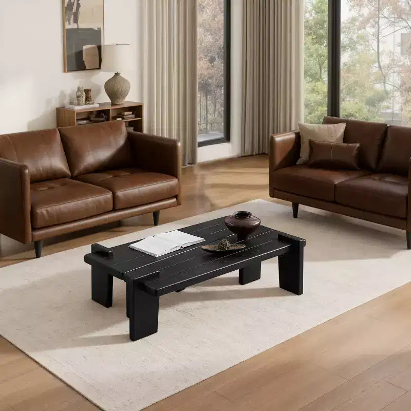 Tavolino componibile in legno massello di frassino Nero / Naturale / Teak, 2 pezzi combinabili