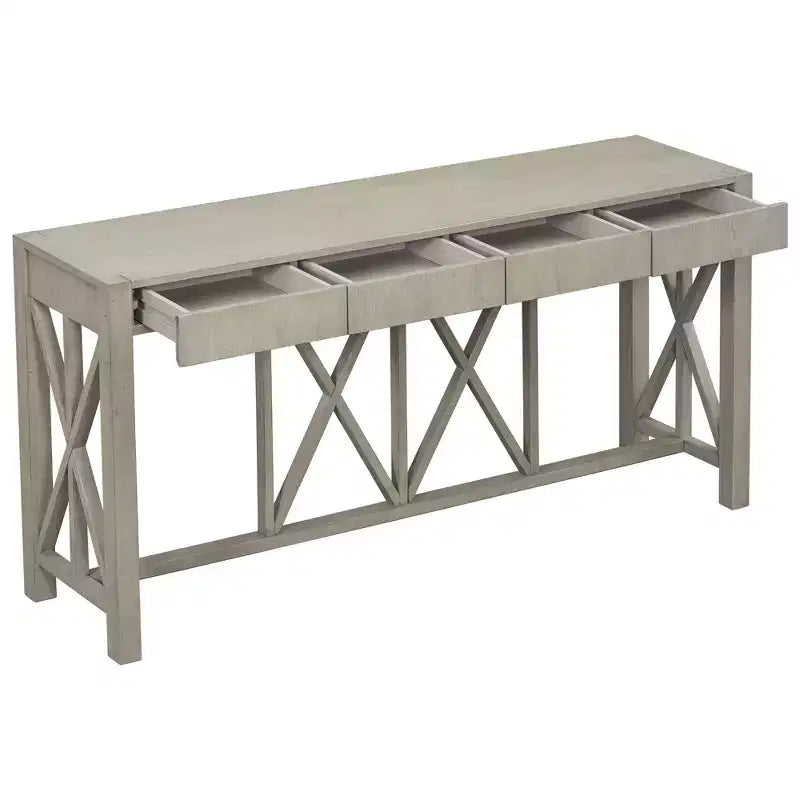 Consolle incrociata Beige / Nera / Grigia / Blu Navy con 4 cassetti, Singola