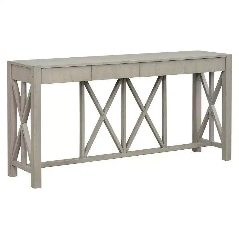 Consolle incrociata Beige / Nera / Grigia / Blu Navy con 4 cassetti, Singola