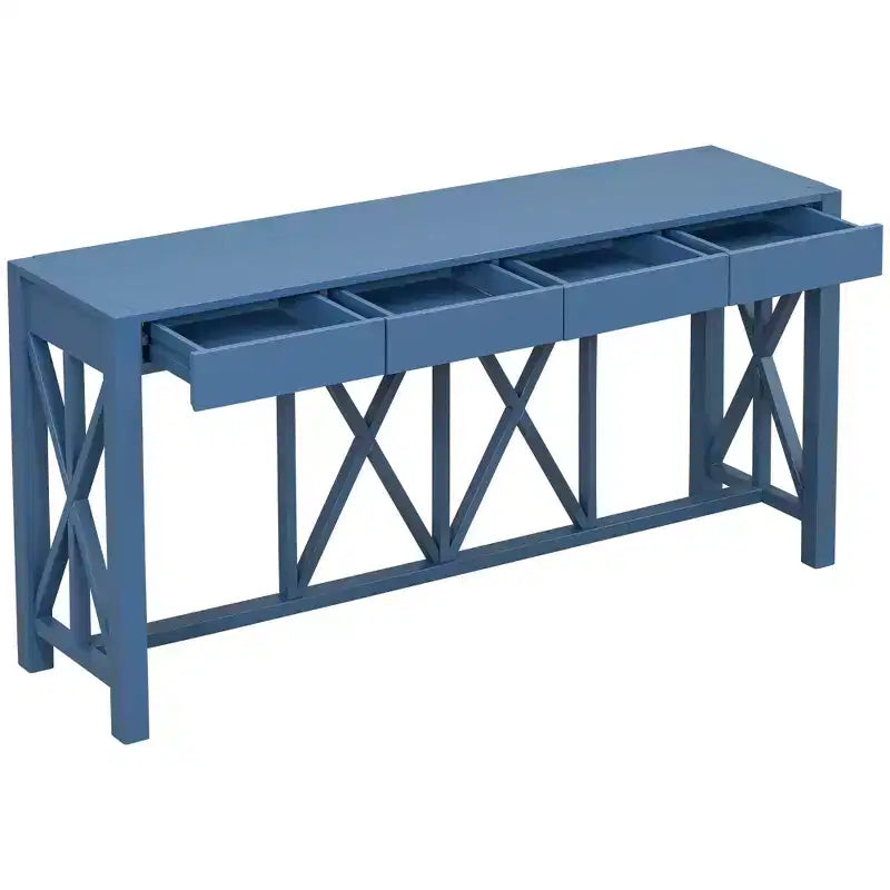 Consolle incrociata Beige / Nera / Grigia / Blu Navy con 4 cassetti, Singola