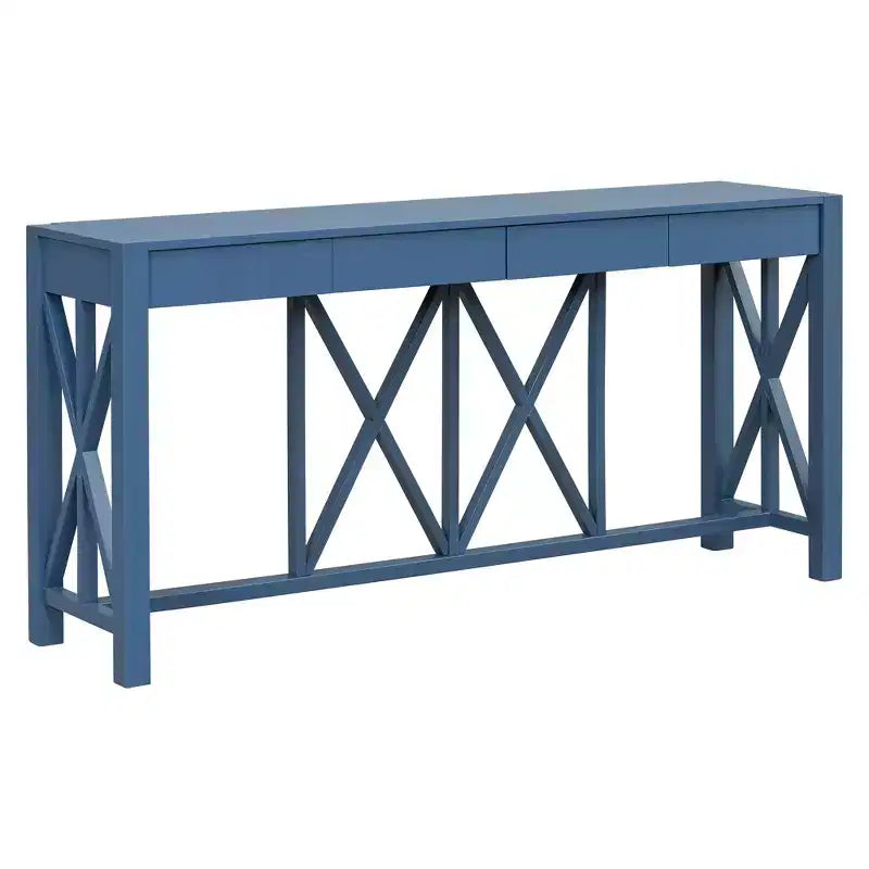 Consolle incrociata Beige / Nera / Grigia / Blu Navy con 4 cassetti, Singola