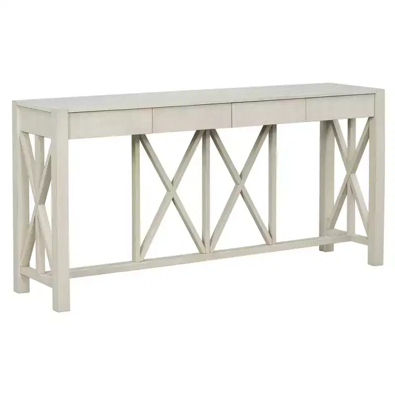 Consolle incrociata Beige / Nera / Grigia / Blu Navy con 4 cassetti, Singola