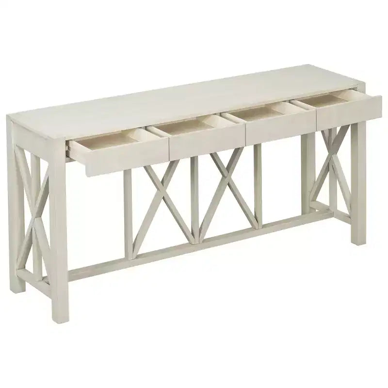 Consolle incrociata Beige / Nera / Grigia / Blu Navy con 4 cassetti, Singola