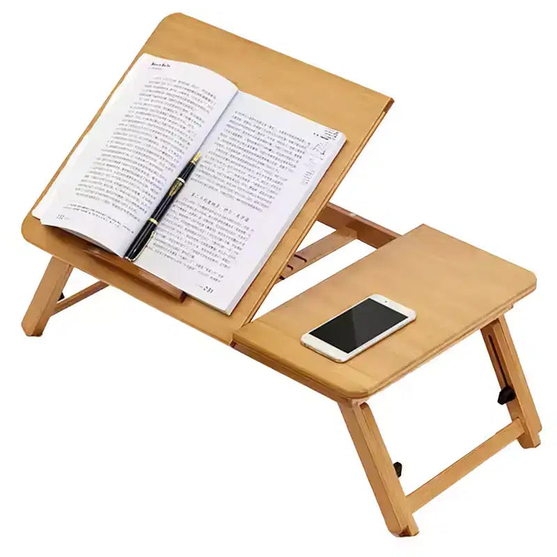 CuisinSmart Laptop Desk for Bed, Bamboo Lap Desk, Adjustable Height Angle, Foldable Tray for Sofa Couch Floor for Working Drawing Reading Eating