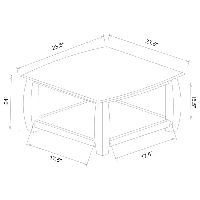 Tavolino Quadrato Espresso con Ripiano Inferiore, 1-Ripiano