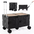 Costway Large Foldable Utility Cart with 2-Tier Storage Crates 5 Rotate Wheels Metal Black/Pink/White