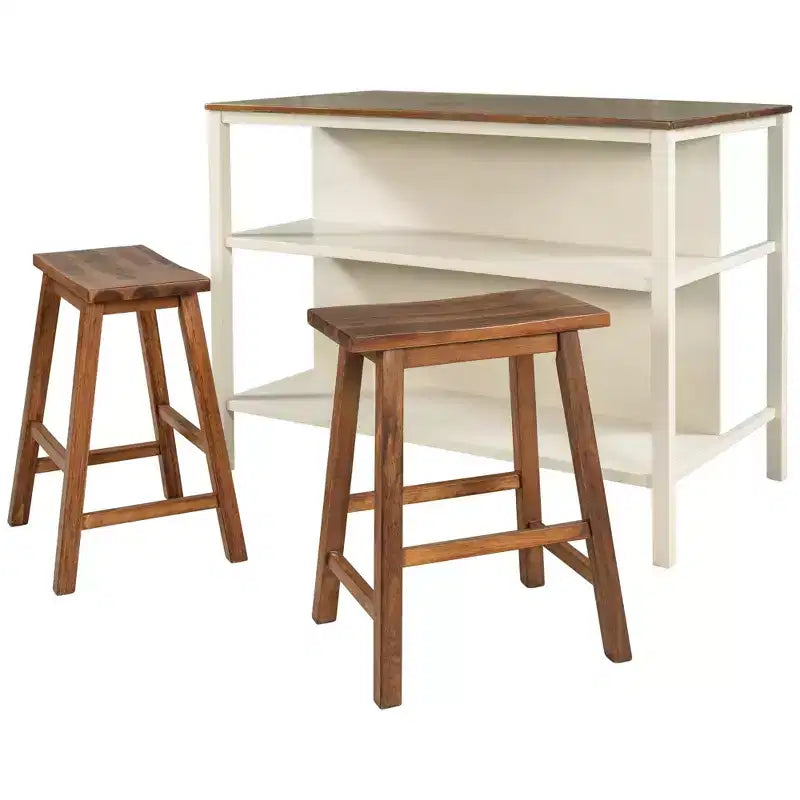 Set isola cucina quadrato marrone per 2 persone, in legno massello