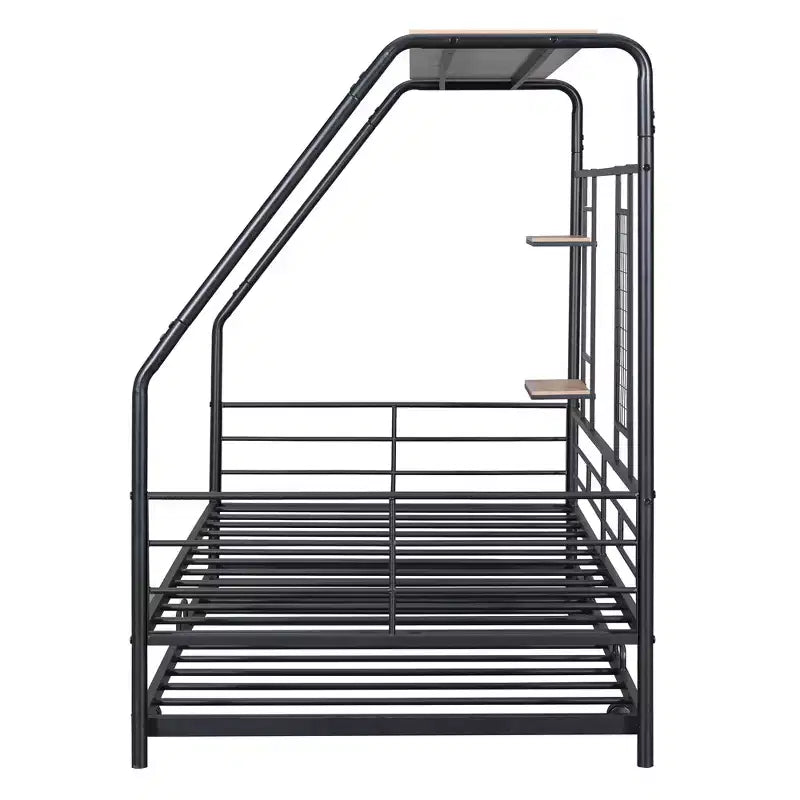 Telaio letto in metallo in stile "casa" bianco/nero con mensola, singolo/una piazza e mezza, per bambini e ragazzi