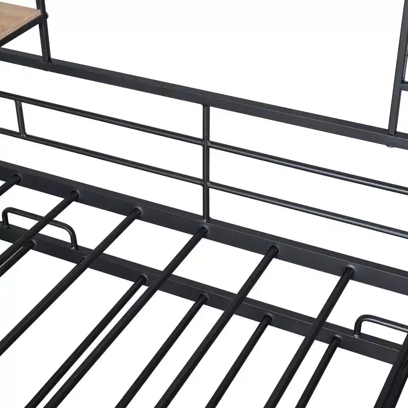 Telaio letto in metallo in stile "casa" bianco/nero con mensola, singolo/una piazza e mezza, per bambini e ragazzi