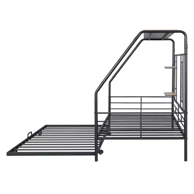 Telaio letto in metallo in stile "casa" bianco/nero con mensola, singolo/una piazza e mezza, per bambini e ragazzi
