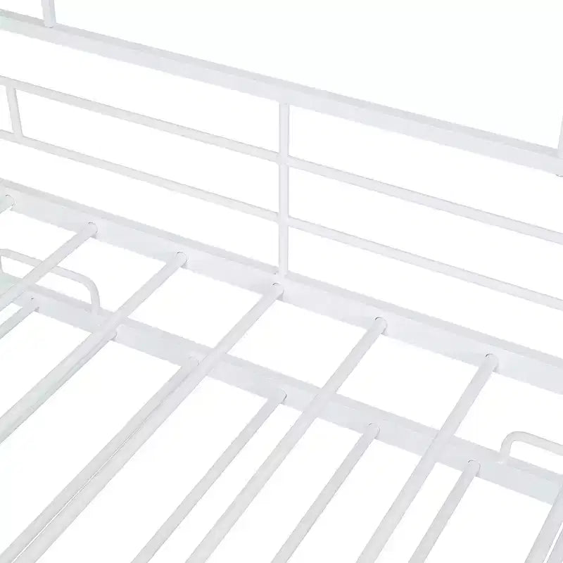 Telaio letto in metallo in stile "casa" bianco/nero con mensola, singolo/una piazza e mezza, per bambini e ragazzi