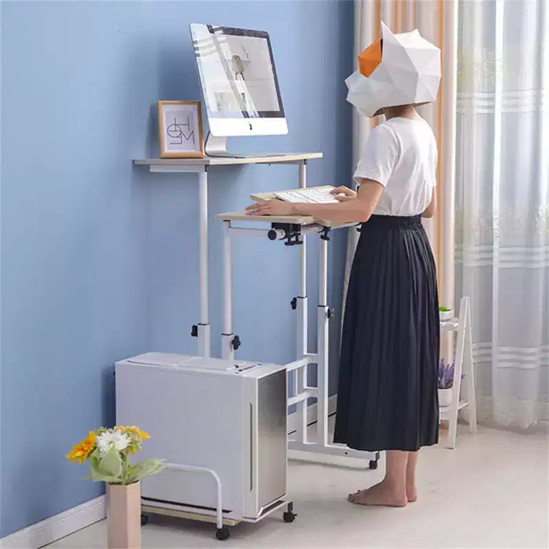 Scrivania mobile con ruote – Nera / Noce scuro / Noce chiaro / Bianca, regolabile in altezza, per 1 persona