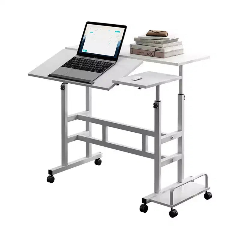 Scrivania mobile con ruote – Nera / Noce scuro / Noce chiaro / Bianca, regolabile in altezza, per 1 persona