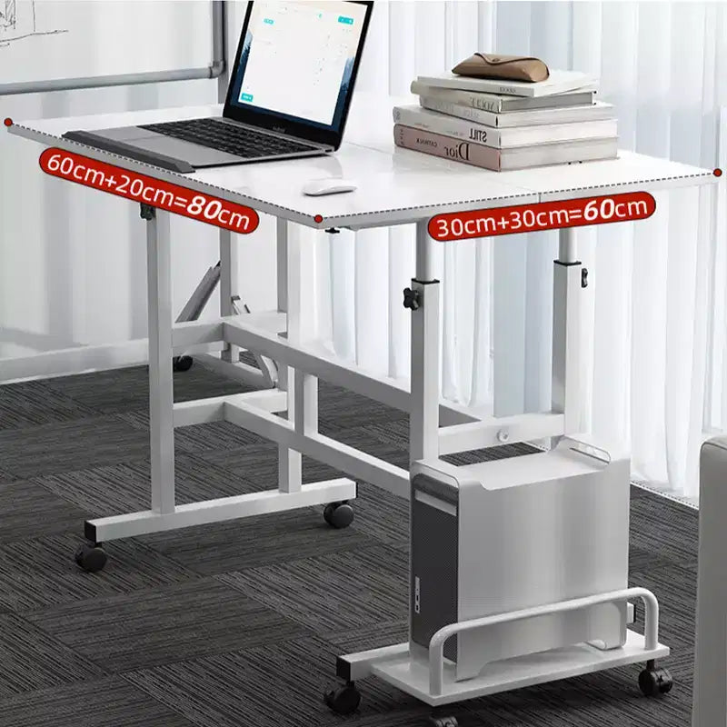 Scrivania mobile con ruote – Nera / Noce scuro / Noce chiaro / Bianca, regolabile in altezza, per 1 persona