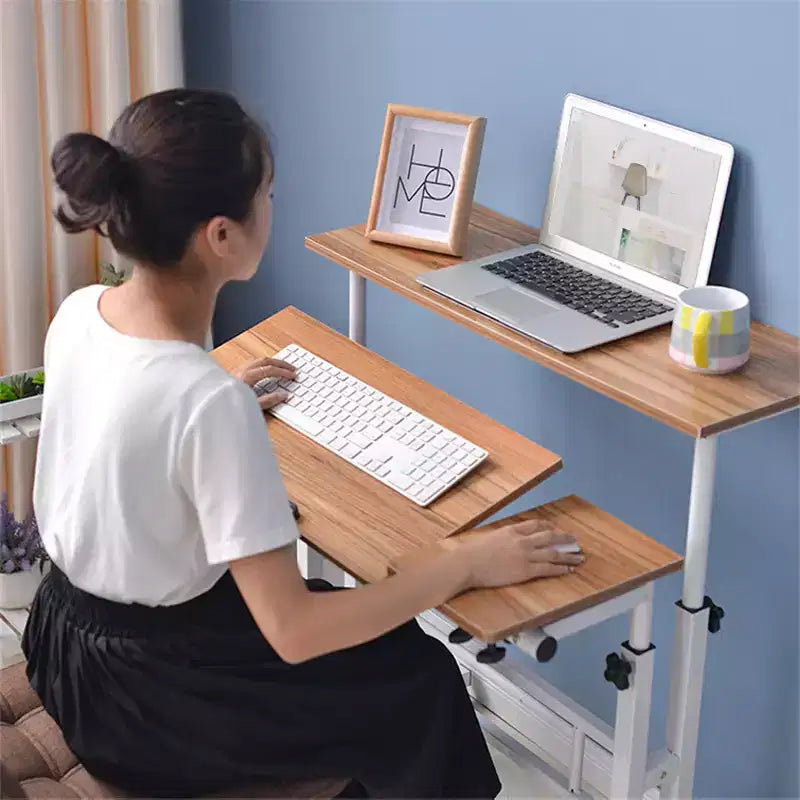 Scrivania mobile con ruote – Nera / Noce scuro / Noce chiaro / Bianca, regolabile in altezza, per 1 persona