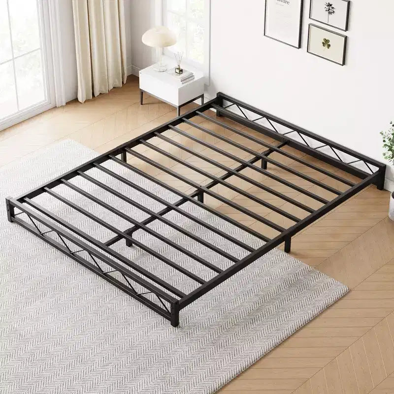 Struttura letto in metallo nero, motivo a onde, misura matrimoniale/queen/king size