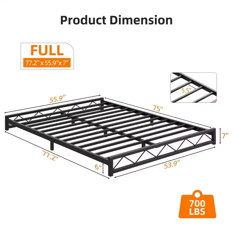 Struttura letto in metallo nero, motivo a onde, misura matrimoniale/queen/king size