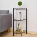 Acekool 3 Tier Corner Shelf, Rustic Black Storage Display Rack for Bedroom, Living Room, Office, Kitchen, 13.8x13.8x31.5