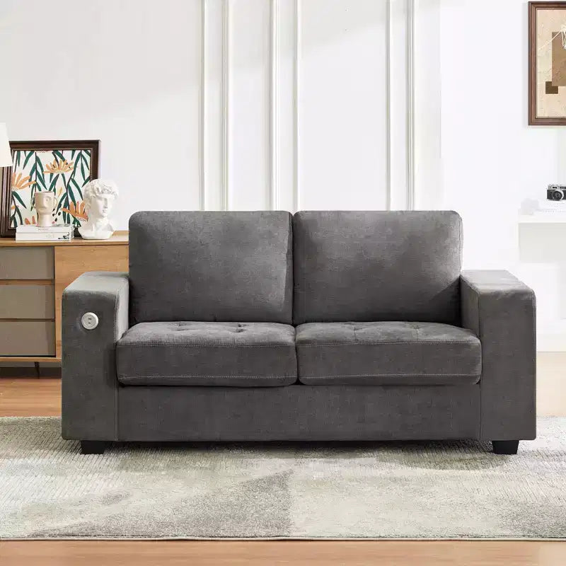 Divano oversize a nuvola, grigio/bianco sporco, stile Mid-Century, 2 posti