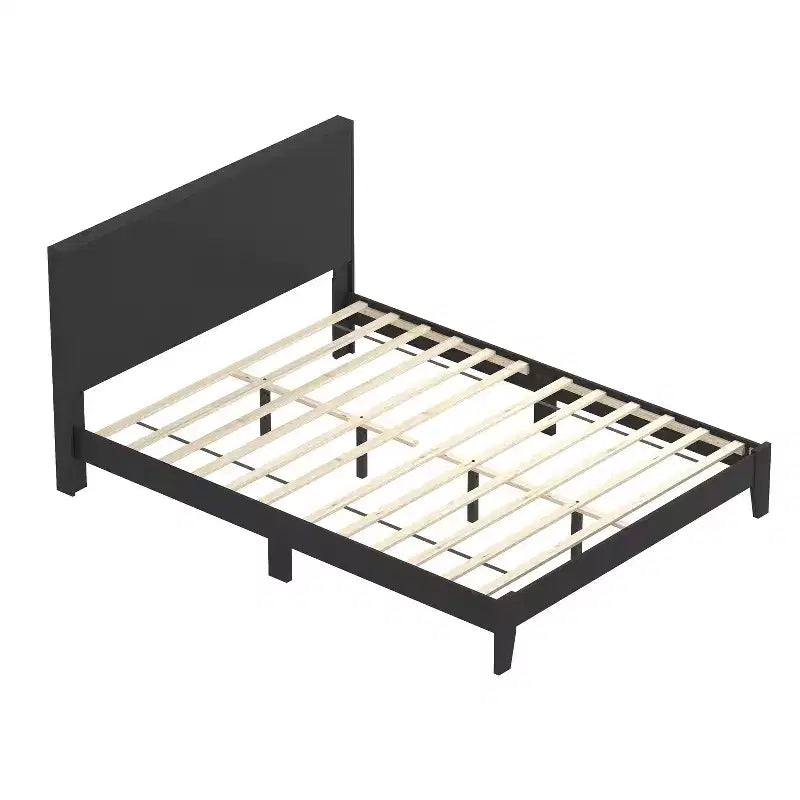 Letto matrimoniale Queen-size nero con testiera, 1 persona