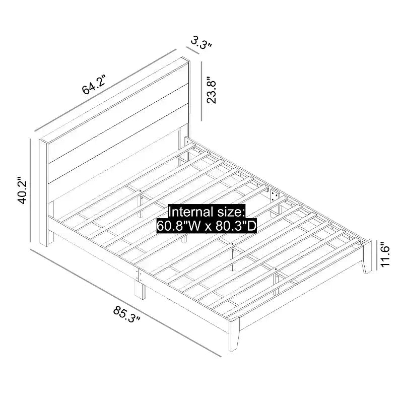 Letto matrimoniale Queen-size nero con testiera, 1 persona