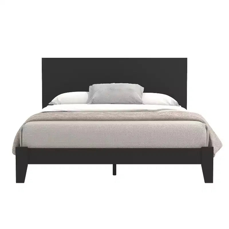 Letto matrimoniale Queen-size nero con testiera, 1 persona