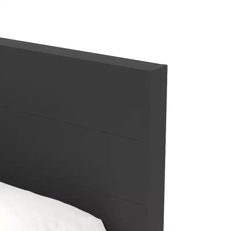 Letto matrimoniale Queen-size nero con testiera, 1 persona