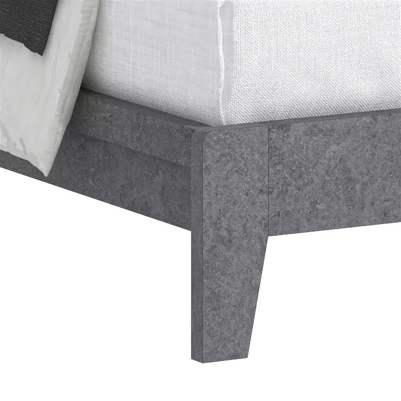 Letto a piattaforma Queen color grigio cemento con testiera, 2 persone