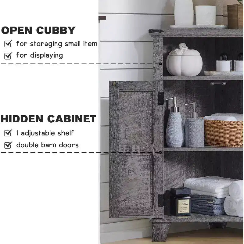 Mobile ad angolo rustico marrone con ante a granaio, monouso