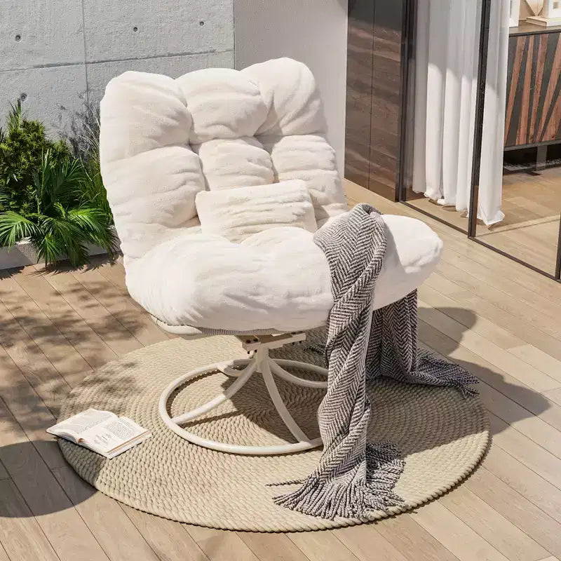 Poltrona lounge girevole a 360° con funzione dondolo, beige, 1 posto