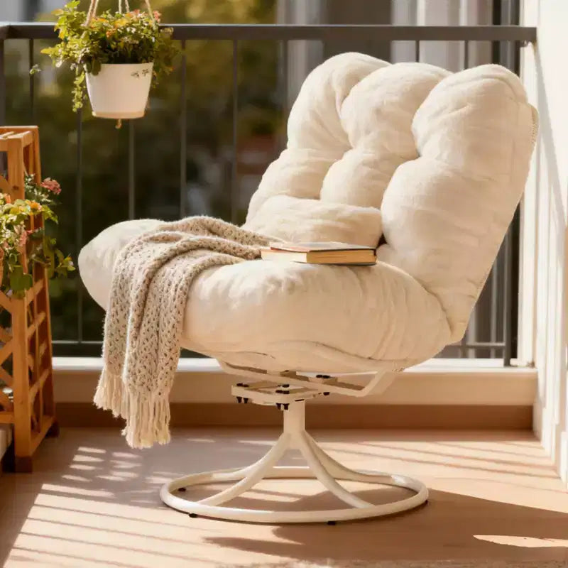 Poltrona lounge girevole a 360° con funzione dondolo, beige, 1 posto