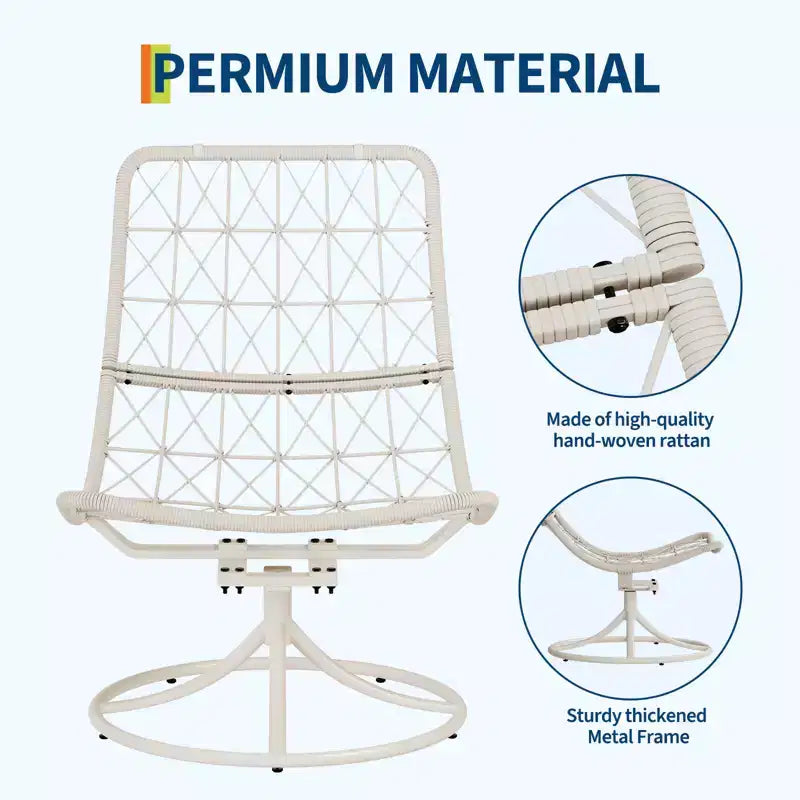 Poltrona lounge girevole a 360° con funzione dondolo, beige, 1 posto