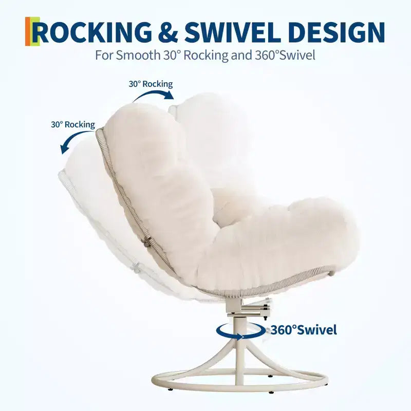 Poltrona lounge girevole a 360° con funzione dondolo, beige, 1 posto