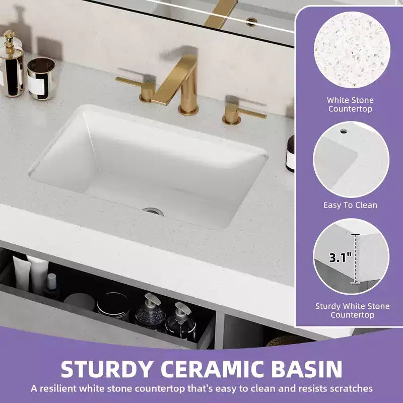 Mobile bagno sospeso grigio con 2 ante e 2 cassetti, montaggio a parete, 1 persona