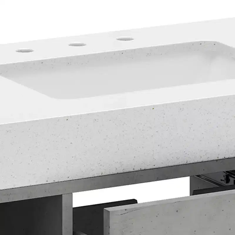 Mobile bagno sospeso grigio con 2 ante e 2 cassetti, montaggio a parete, 1 persona