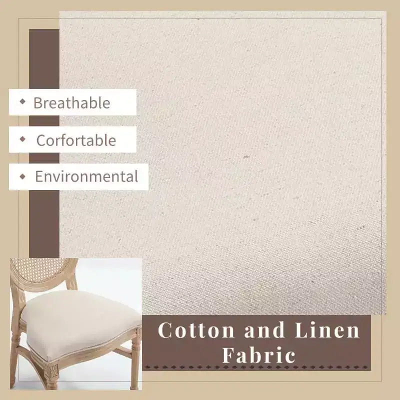 Sedia da pranzo Beige intagliata con schienale tondo, imbottita, set da 2