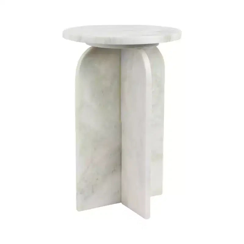 Tavolino rotondo in marmo marrone/verde per 1, tavolino d'appoggio/comodino