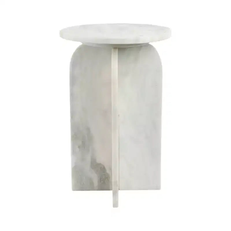 Tavolino rotondo in marmo marrone/verde per 1, tavolino d'appoggio/comodino