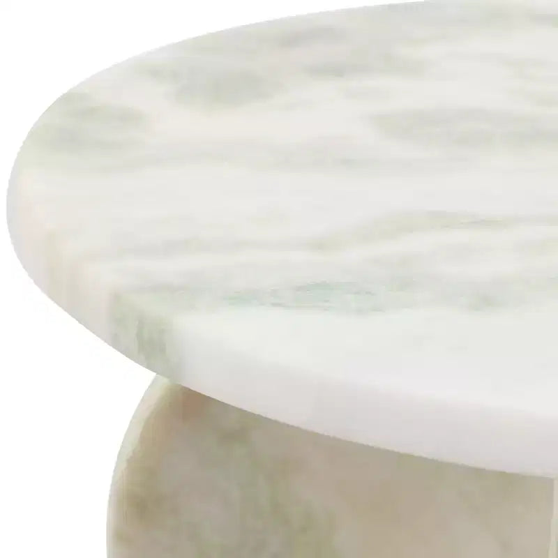 Tavolino rotondo in marmo marrone/verde per 1, tavolino d'appoggio/comodino
